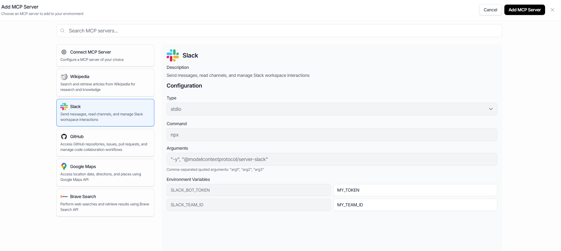 MCP Servers in Meebly Dashboard