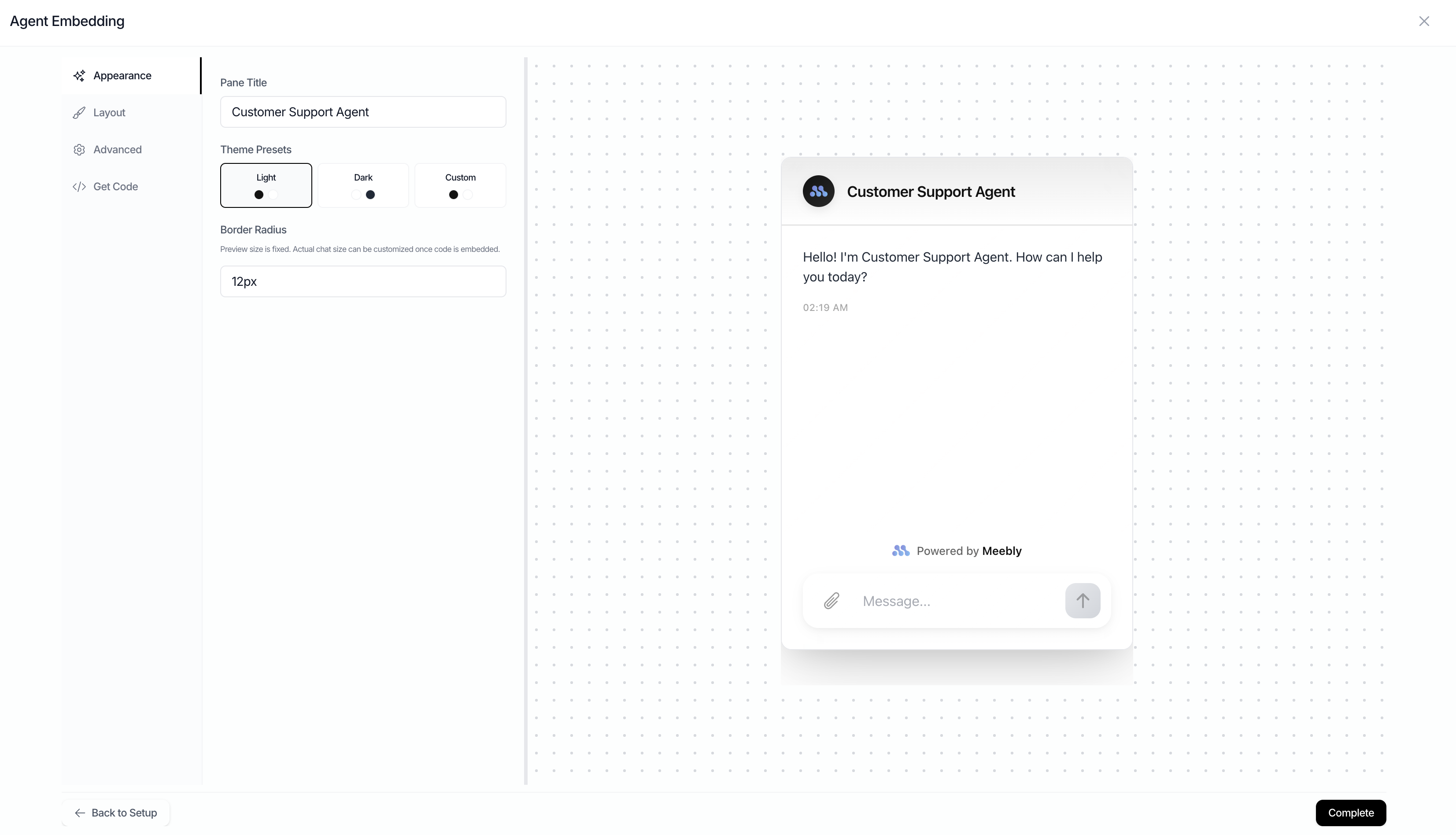 Embed Chat in Meebly Dashboard