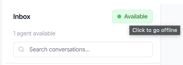 Agent availability toggle in the Handoffs tab